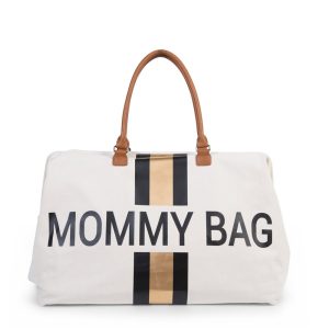 “Mommy Bag” Táska – Fehér Csíkos Arany/Fekete